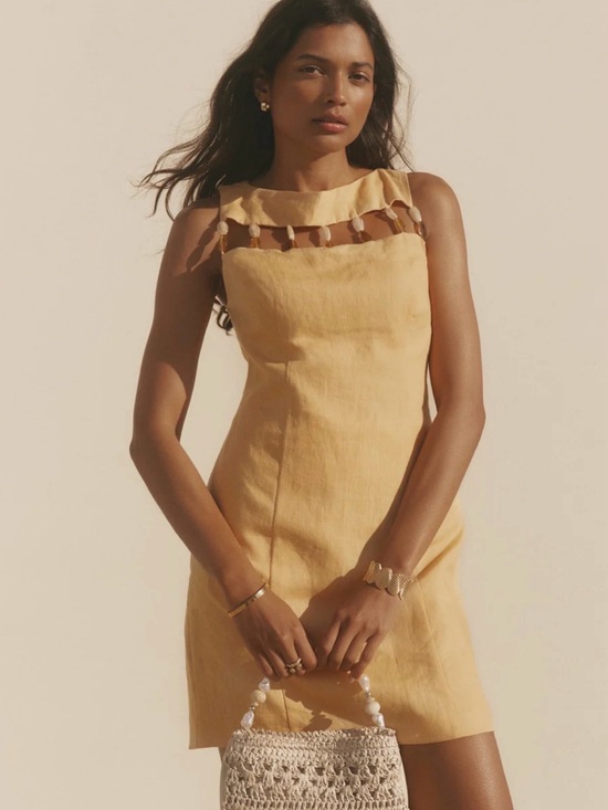 Mint Velvet Dresses & Skirts - Sunshine Yellow Mini Dress with Cutout Ring Yoke